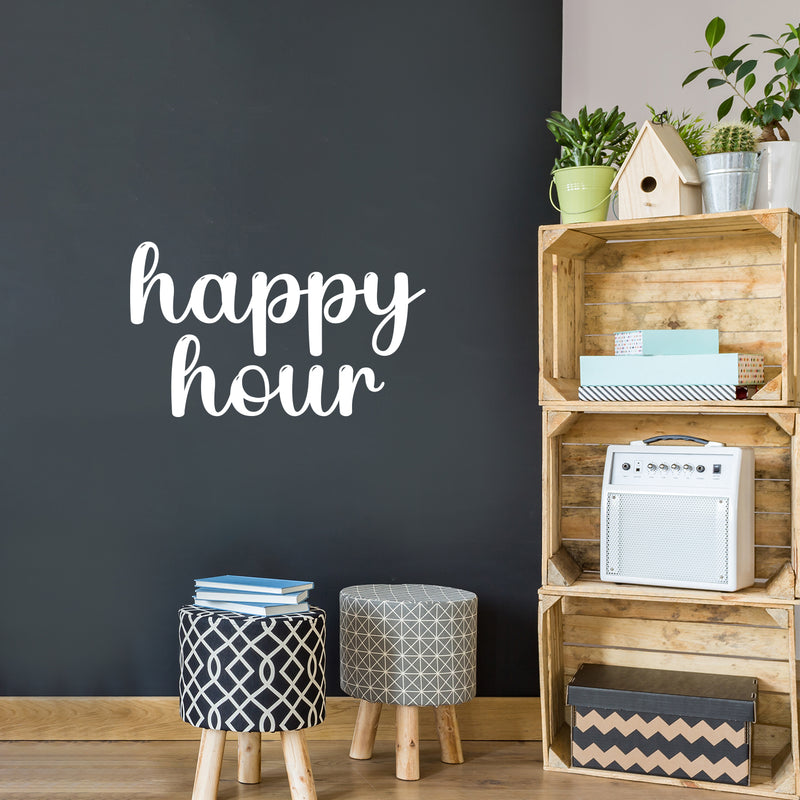 Vinyl Wall Art Decal - Happy Hour - 15" x 25" - Trendy Lovely Inspirational Fun Positive Quote Sticker For Home Kids Room Playroom Daycare School Office Coffee Shop Storefront Decor 3