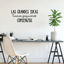 Vinyl Wall Art Decal - Las Grandes Ideas Tienen Pequeños Comienzos / Great Ideas Have Little Beginnings - 11.5" x 25" - Positive Spanish Quote Sticker For Home School Office Decor 3