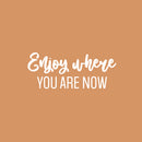 Vinyl Wall Art Decal - Enjoy Where You Are Now - 10" x 25" - Trendy Lovely Inspiring Optimistic Quote Sticker For Home Bedroom Closet r Living Room School Office Coffee Shop Decor 2