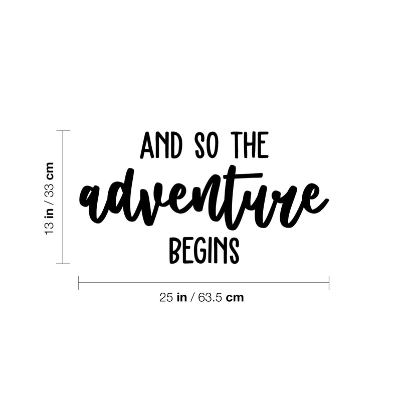 Vinyl Wall Art Decal - And So The Adventure Begins - 13" x 25" - Trendy Motivational Quote Sticker For Travelers Home Bedroom Living Room Work Office Work Office Store Decor 4