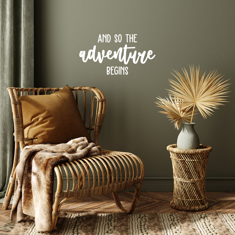 Vinyl Wall Art Decal - And So The Adventure Begins - 13" x 25" - Trendy Motivational Quote Sticker For Travelers Home Bedroom Living Room Work Office Work Office Store Decor 2