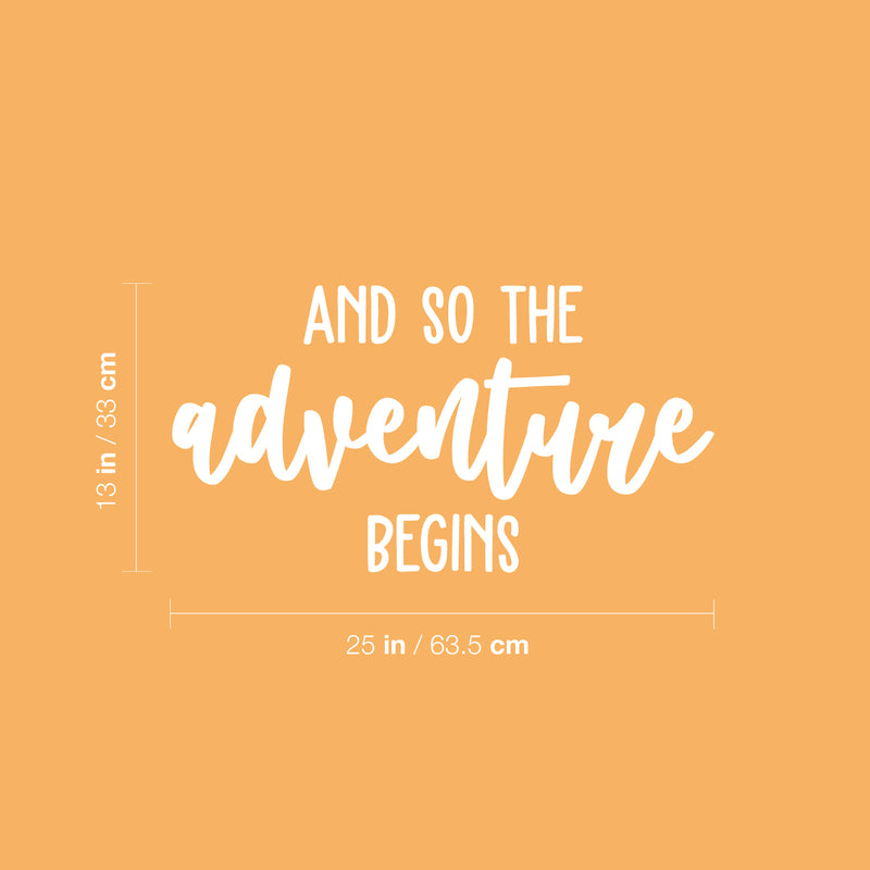 Vinyl Wall Art Decal - And So The Adventure Begins - 13" x 25" - Trendy Motivational Quote Sticker For Travelers Home Bedroom Living Room Work Office Work Office Store Decor 4