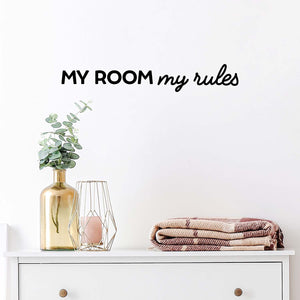 Vinyl Wall Art Decal - My Room My Rules - Modern Inspirational Funny Quote Sticker For Teen Bedroom Home Office Kids Room Closet Bathroom Mirror Decor