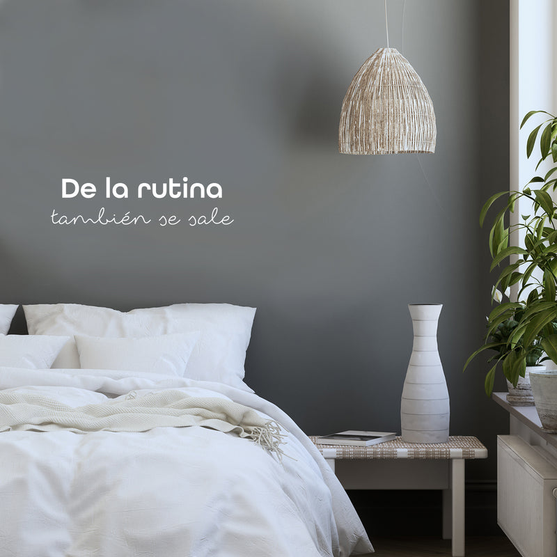 Vinyl Wall Art Decal - De La Rutina También Se Sale/ From Routine Also Gets Out - 6.5"x 25" - Trendy Inspiring Positive Spanish Quote Sticker For Home School Office Coffee Shop Decor 3