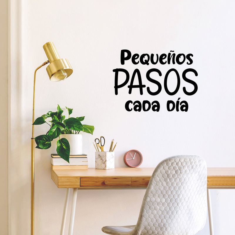 Vinyl Wall Art Decal - Pequeños Pasos Cada Día / Small Steps Every Day - Fun Good Vibes Spanish Quote Sticker For Bedroom Playroom Nursery Daycare Kindergarten School Decor 2