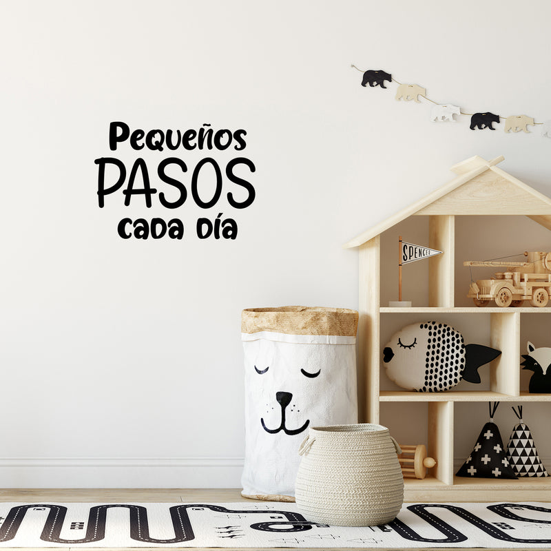 Vinyl Wall Art Decal - Pequeños Pasos Cada Día / Small Steps Every Day - 17"x 23" - Fun Good Vibes Spanish Quote Sticker For Bedroom  Playroom Nursery Daycare Kindergarten School Decor 3