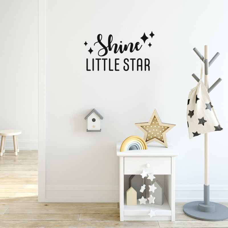 Vinyl Wall Art Decal - Shine Little Star - 14" x 25" - Modern Fun Good Vibes Quote Sticker For Home Bedroom Living Room Kids Room Playroom Nursery Daycare Kindergarten Classroom Decor 2