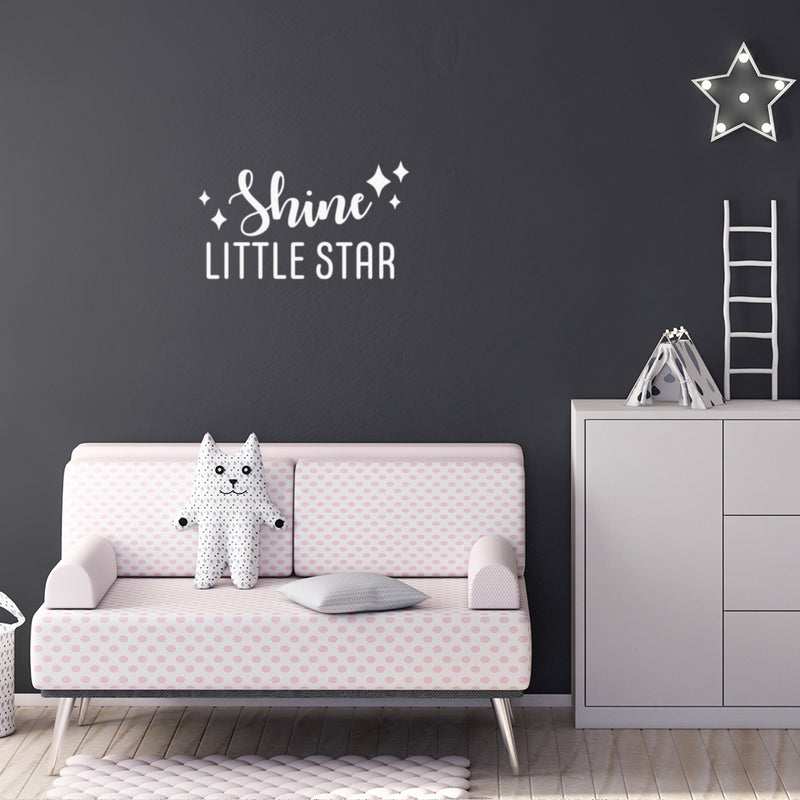 Vinyl Wall Art Decal - Shine Little Star - 14" x 25" - Modern Fun Good Vibes Quote Sticker For Home Bedroom Living Room Kids Room Playroom Nursery Daycare Kindergarten Classroom Decor 3