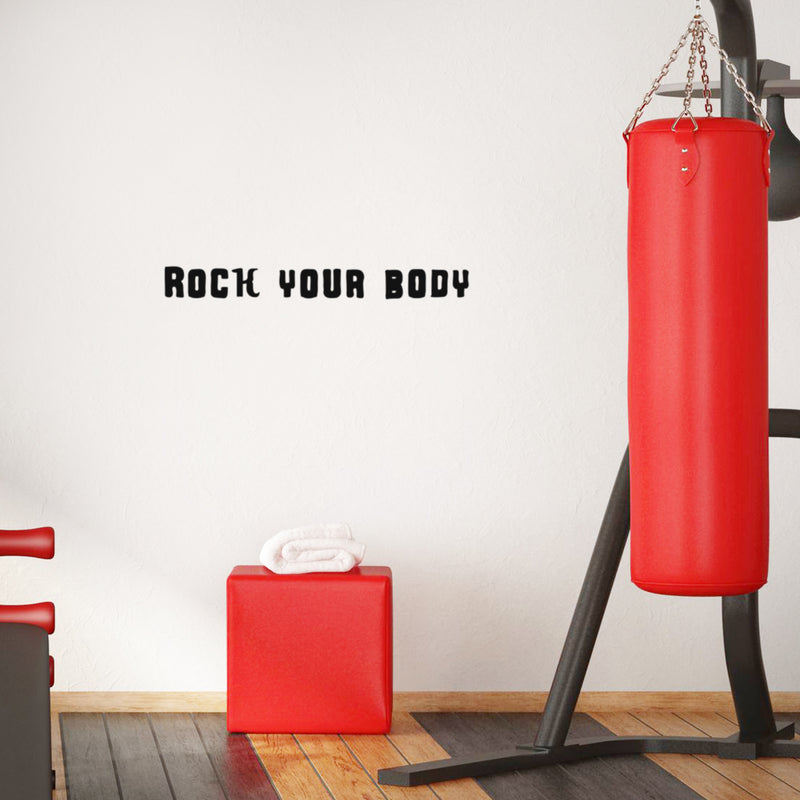 Vinyl Wall Art Decal - Rock Your Body - Modern Motivational Quote Sticker For Bedroom Hustle Exercise Work Office Fitness Center Home Gym Workout Room Decor 2