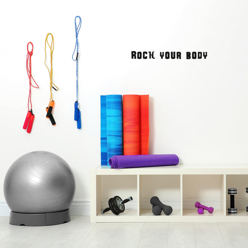 Vinyl Wall Art Decal - Rock Your Body - Modern Motivational Quote Sticker For Bedroom Hustle Exercise Work Office Fitness Center Home Gym Workout Room Decor 3