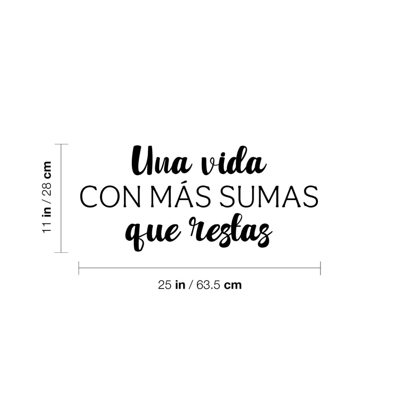 Vinyl Wall Art Decal - Una Vida Con Más Sumas Que Restas / A Life With More Additions Than Subtractions - Inspiring Spanish Quote Sticker For Home School Office Decor 4