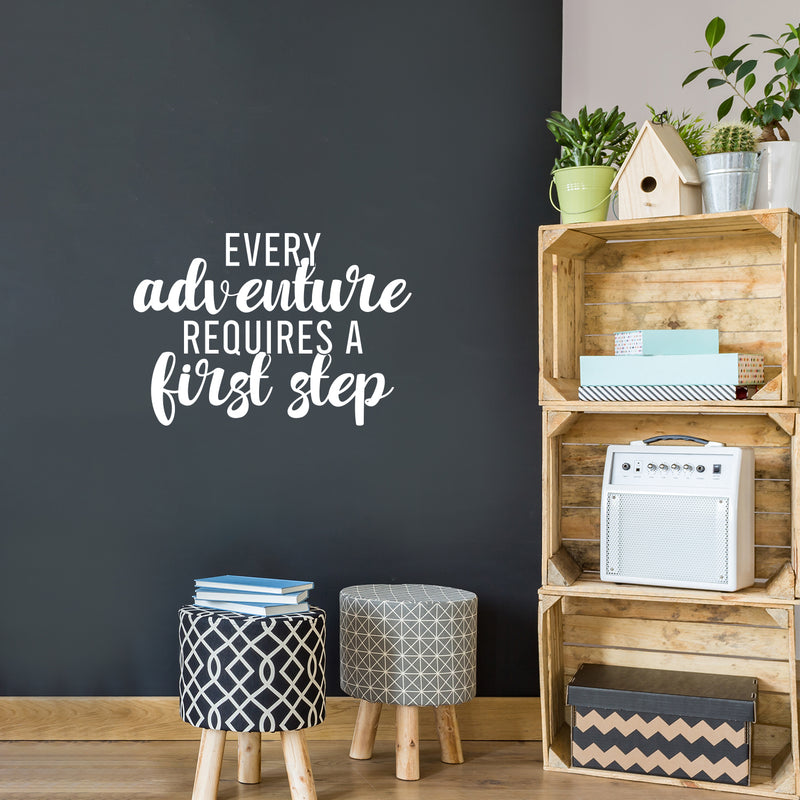 Vinyl Wall Art Decal - Every Adventure Requires A First Step - 16.5" x 24" - Trendy Fun Inspiring Quote Sticker For Living Room Kids Room Playroom Daycare Kindergarten Classroom Decor 4