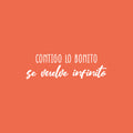 Vinyl Wall Art Decal - Contigo Lo Bonito Se Vuelve Infinito / With You The Beautiful Becomes Infinite - 8" x 25" - Trendy Inspiring Lovely Spanish Quote Sticker For Bedroom Closet Decor 1