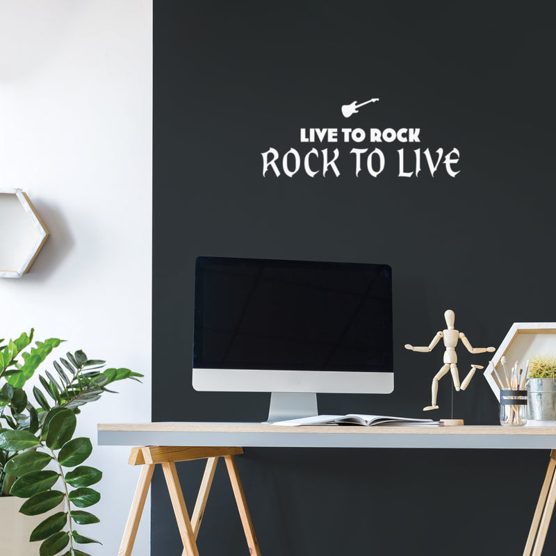 Vinyl Wall Art Decal - ?? Live To Rock Rock To Live - 10" x 25" - Trendy Fun Inspirational Good Vibes Quote Sticker For Bedroom Living Room Playroom School Office Coffee Shop Decor 2