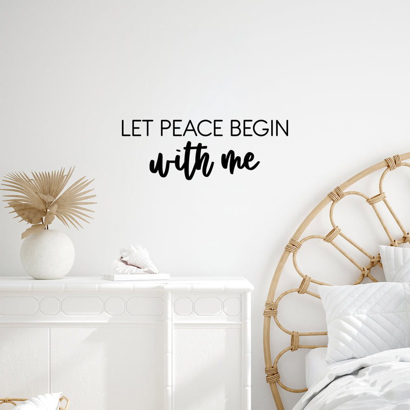 Vinyl Wall Art Decal - Let Peace Begin With Me - Trendy Inspirational Positive Quote Sticker For Home Office Bedroom Closet Living Room Coffee Shop Decor 2