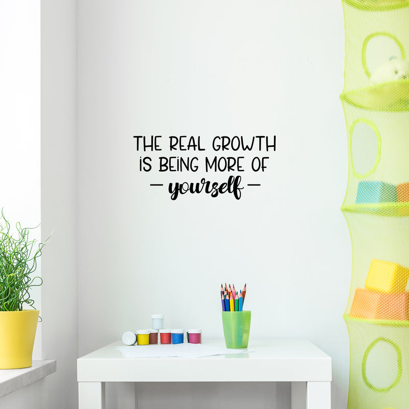 Vinyl Wall Art Decal - The Real Growth Is Being More Of Yourself - 11.5" x 25" - Modern Inspirational Positive Self-Esteem Quote Sticker For Home School Office Bedroom Closet Living Room Decor 3