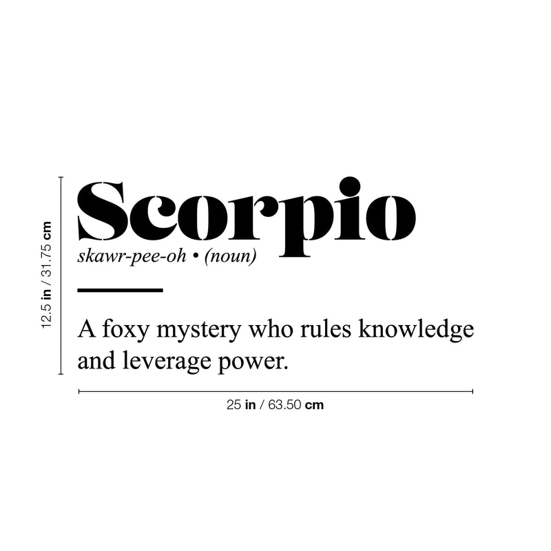 Vinyl Wall Art Decal - Scorpio Zodiac Sign Definition - 12.5" x 25" - Modern Fun Inspirational Astrology Quote Sticker For Home Bedroom Living Room Closet Office Coffee Shop Decor 4