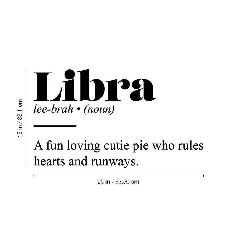Vinyl Wall Art Decal - Libra Zodiac Sign Definition - 15" x 25" - Modern Fun Inspirational Astrology Quote Sticker For Home Bedroom Living Room Closet Office Coffee Shop Decor 4