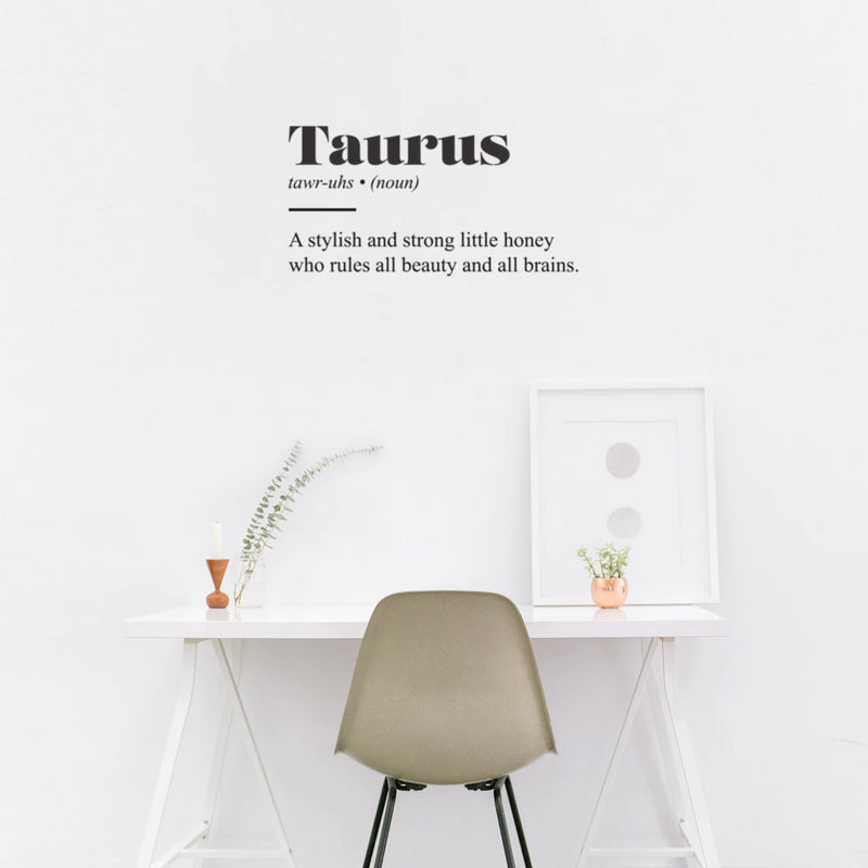 Vinyl Wall Art Decal - Taurus Zodiac Sign Definition - 13" x 25" - Modern Fun Inspirational Astrology Quote Sticker For Home Bedroom Living Room Closet Office Coffee Shop Decor 2