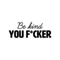 Vinyl Wall Art Decal - Be Kind You F*cker - Trendy Motivational Sarcasm Quote Sticker For Teen Bedroom Living Room Home Gym Office Makeup Mirror Decor 1