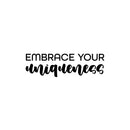 Vinyl Wall Art Decal - Embrace Your Uniqueness - 7. Trendy Inspirational Quote Sticker For Home Office Living Room Bedroom Closet Makeup Mirror Decor 1