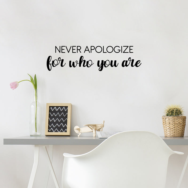 Vinyl Wall Art Decal - Never Apologize For Who You Are - 6. Modern Inspiring Lovely Optimistic Quote Sticker For Home Bedroom Closet Living Room Office Coffee Shop Decor 2
