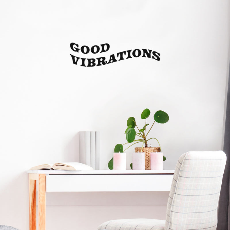 Vinyl Wall Art Decal - Good Vibrations - 7" x 25" - Modern Inspirational Lovely Positive Vibes Quote Sticker For Home Bedroom Living Room Playroom School Coffee Shop Office Decor 2