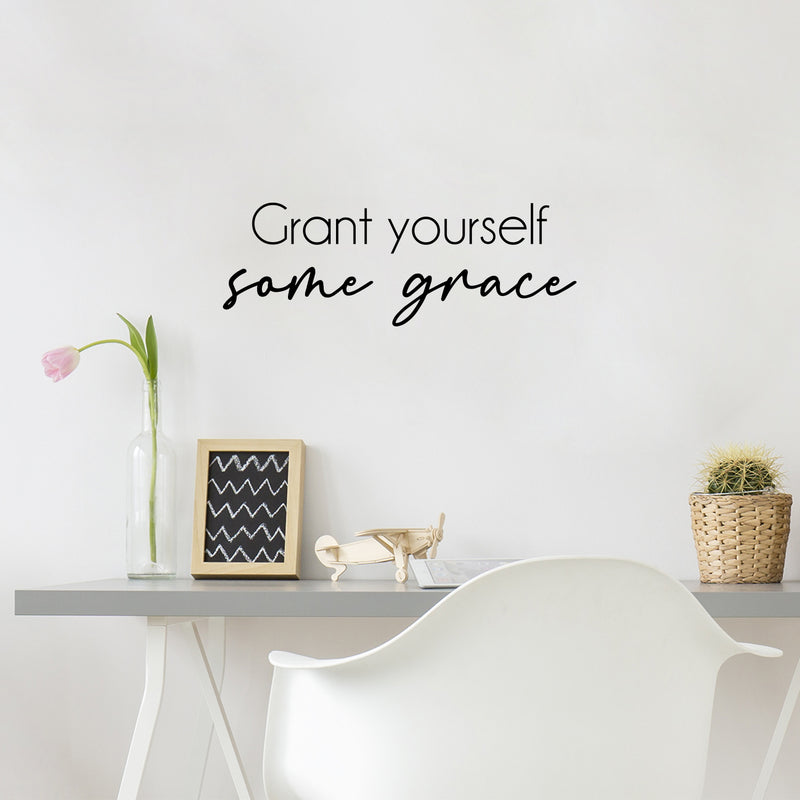 Vinyl Wall Art Decal - Grant Yourself Some Grace - Modern Inspirational Lovely Optimistic Quote Sticker For Home Bedroom Living Room School Office Coffee Shop Decor 3