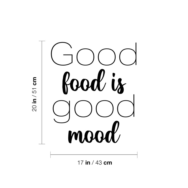 Vinyl Wall Art Decal - Good Food Is Good Mood - 20" x 17" - Trendy Funny Motivational Quote Sticker For Home Kitchen Living Room Restaurant Coffee Shop Store Office Humor Decor 4