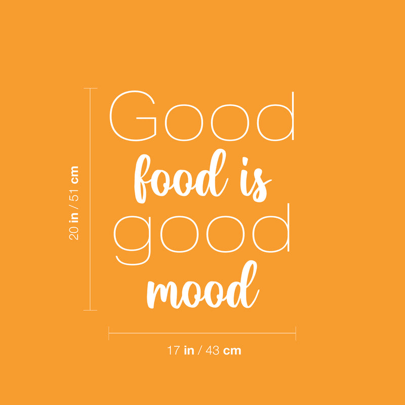 Vinyl Wall Art Decal - Good Food Is Good Mood - 20" x 17" - Trendy Funny Motivational Quote Sticker For Home Kitchen Living Room Restaurant Coffee Shop Store Office Humor Decor 4