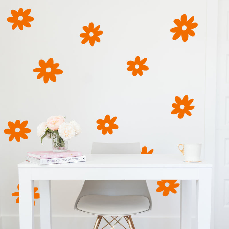 Set Of 24 Vinyl Wall Art Decal - Daisies Pattern - From 6" x 6" Each - Cute Adhesive Sticker Plants Design For Girls Bedroom Kids Room Playroom Home School Classroom Nursery Decor 2