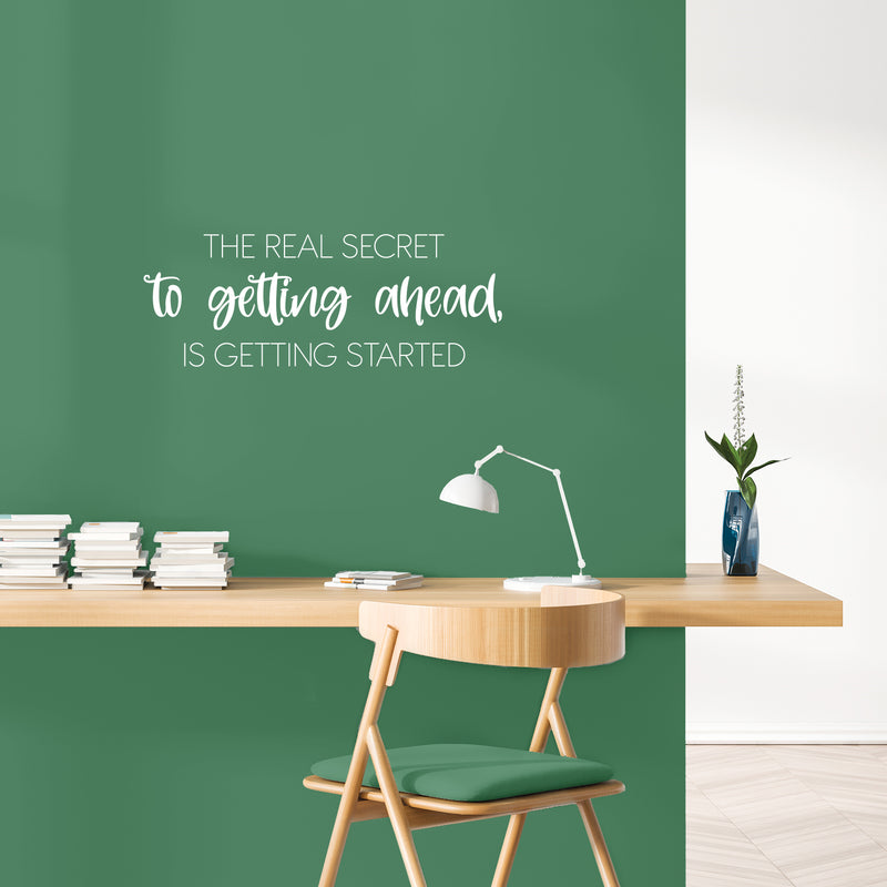 Vinyl Wall Art Decal - The Real Secret To Getting Ahead Is Getting Started - 9" x 25" - Modern Motivational Quote Sticker For Home School Bedroom Work Office Coffee Shop Decor 2