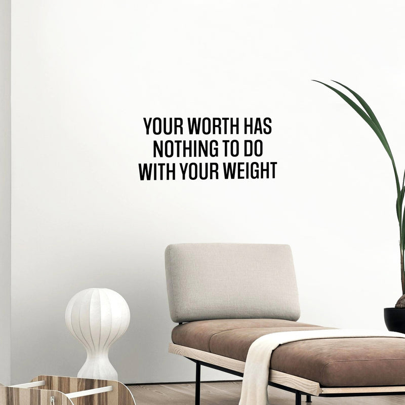 Vinyl Wall Art Decal - Your Worth Has Nothing To Do With Your Weight- Positive Healthy Lifestyle Quote Sticker For Workout Room Kitchen Yoga CrossFit Center Gym Fitness Decor 2