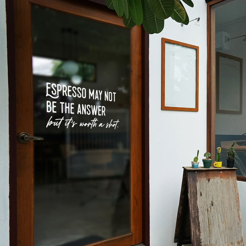 Vinyl Wall Art Decal - Espresso May Not Be The Answer - 14" x 30" - Trendy Sarcasm Funny Cafe Quote Sticker For Home Kitchen Bedroom Store Living Room Work Office Decor 2