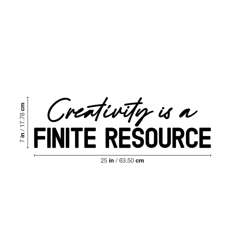 Vinyl Wall Art Decal - Creativity Is A Finite Resource - Trendy Motivating Positive Quote Home Bedroom Kids Room Playroom Classroom Daycare Library Office Coffee Shop Decor 4