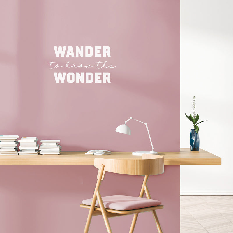 Vinyl Wall Art Decal - Wander To Know The Wonder - 11.5" x 21.5" - Trendy Motivational Good Vibes Quote Sticker For Office Storefront Coffee Shop School Bedroom Living Room Decor 3