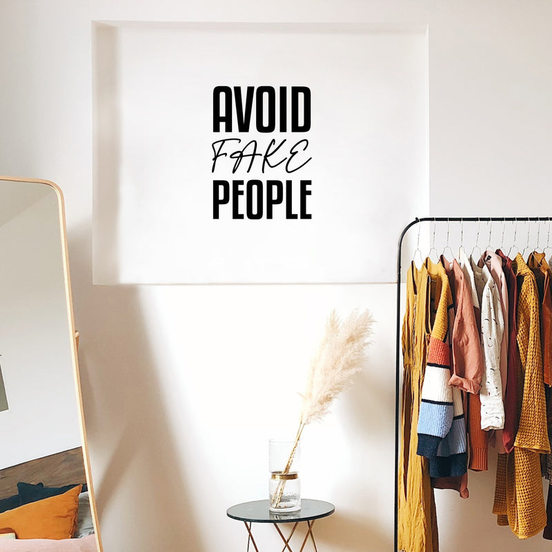 Vinyl Wall Art Decal - Avoid Fake People - Trendy Funny Sarcastic Quote Sticker For Home Office Living Room Teen Bedroom Makeup Mirror Decor 3