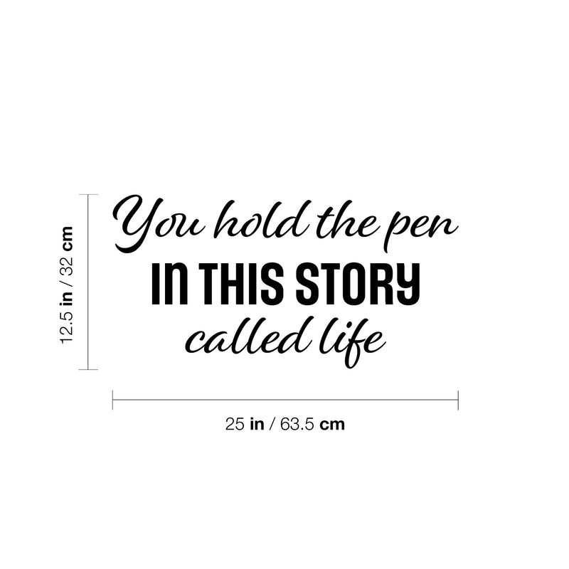 Vinyl Wall Art Decal - You Hold The Pen In The Story Called Life - 9" x 25" - Motivating Positive Quote Sticker For Office Storefront Shop School Home Decor 4