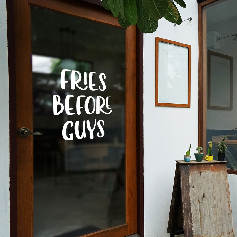 Vinyl Wall Art Decal - Fries Before Guys - 20" x 17" - Food Trendy Inspirational Funny Quote Sticker For Girls Teen Bedroom Kids Home Kitchen Living Room Store Decor 2