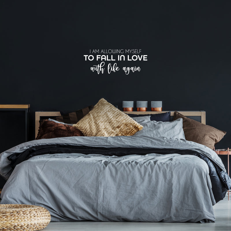 Vinyl Wall Art Decal - I Am Allowing Myself To Fall In Love With Life Again - 10" x 25" - Modern Positive Self Esteem Quote Sticker For Home Office Coffee Shop Gym Fitness Decor 3