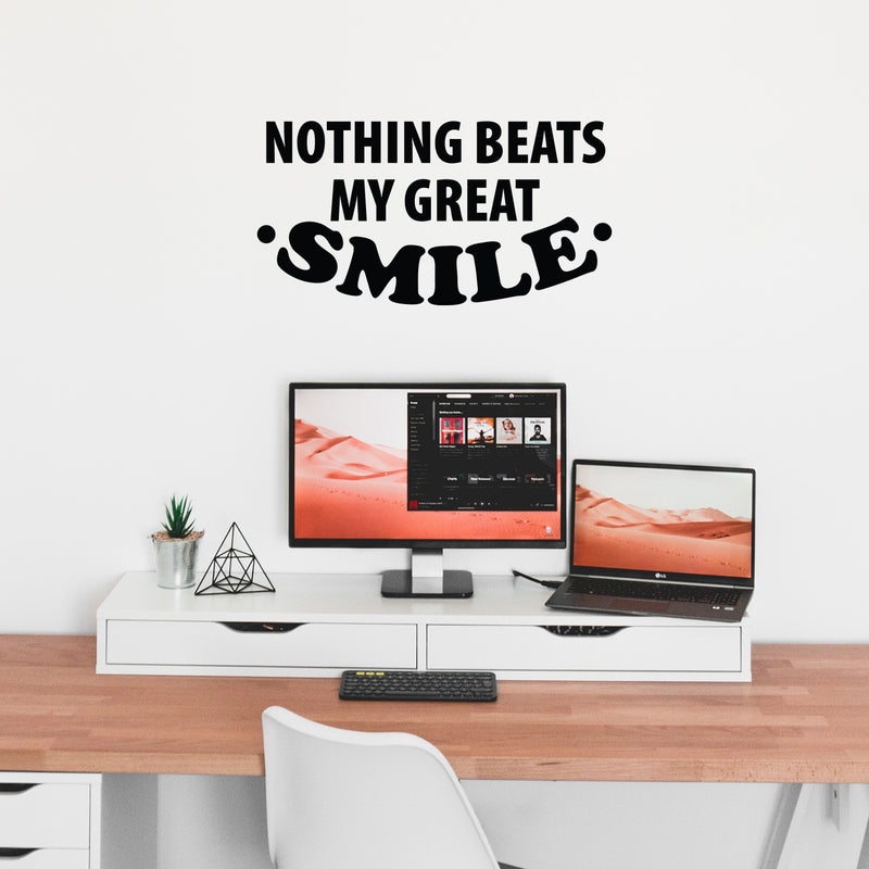 Vinyl Wall Art Decal - Nothing Beats My Great Smile - 13" x 25" - Happiness Life Modern Inspirational Quote Sticker For Home Office Bedroom Closet Living Room Decor 3