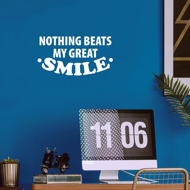 Vinyl Wall Art Decal - Nothing Beats My Great Smile - 13" x 25" - Happiness Life Modern Inspirational Quote Sticker For Home Office Bedroom Closet Living Room Decor 2