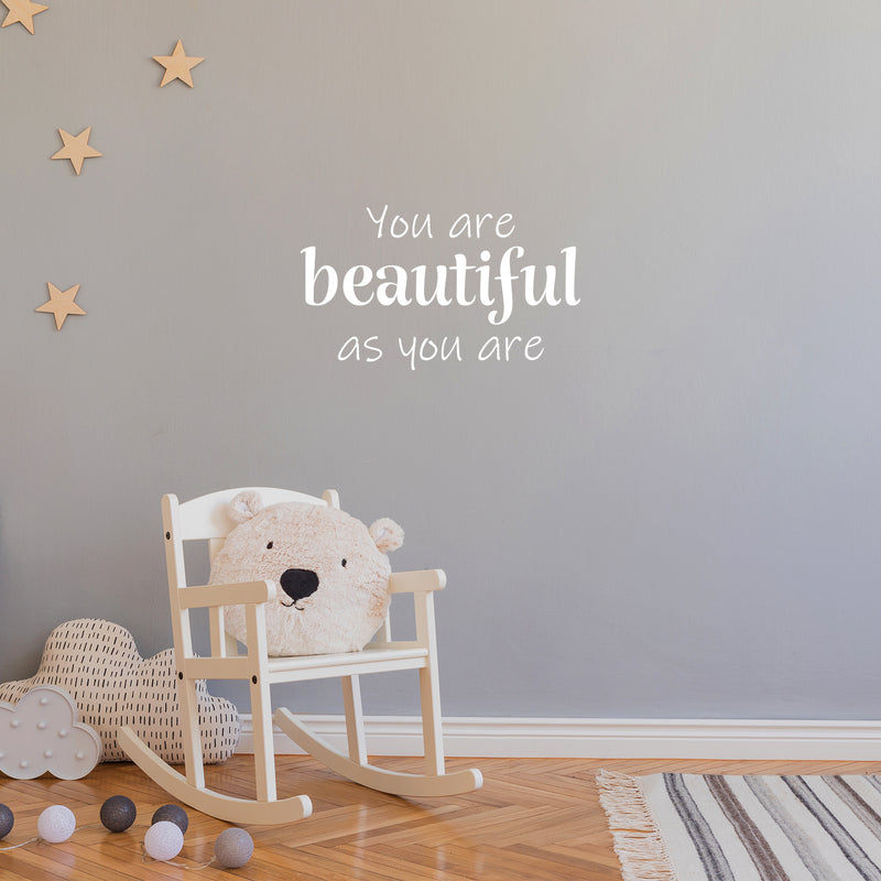 Vinyl Wall Art Decal - You Are Beautiful As You Are - 14.5" x 25" - Modern Inspirational Self Esteem Quote Sticker For Home Bedroom Mirror Living Room Decor 3