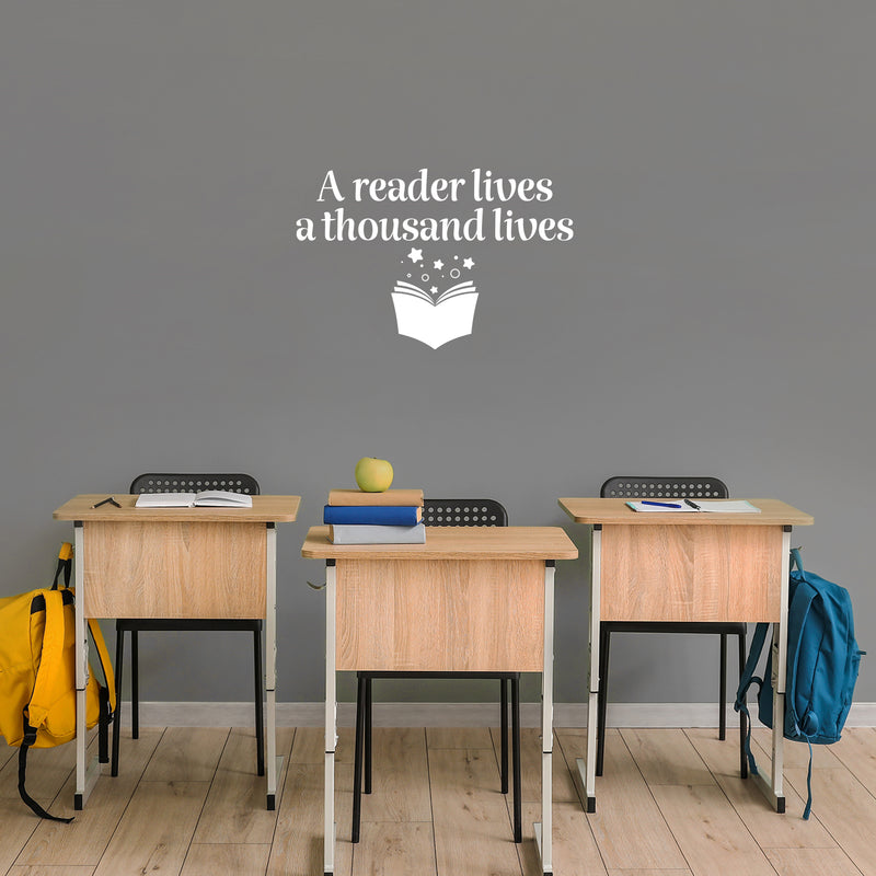 Vinyl Wall Art Decal - A Reader Lives A Thousand Lives - 16.5" x 25" - Educational Quote Home School Library Office Classroom Playroom Kids Room Decor 3