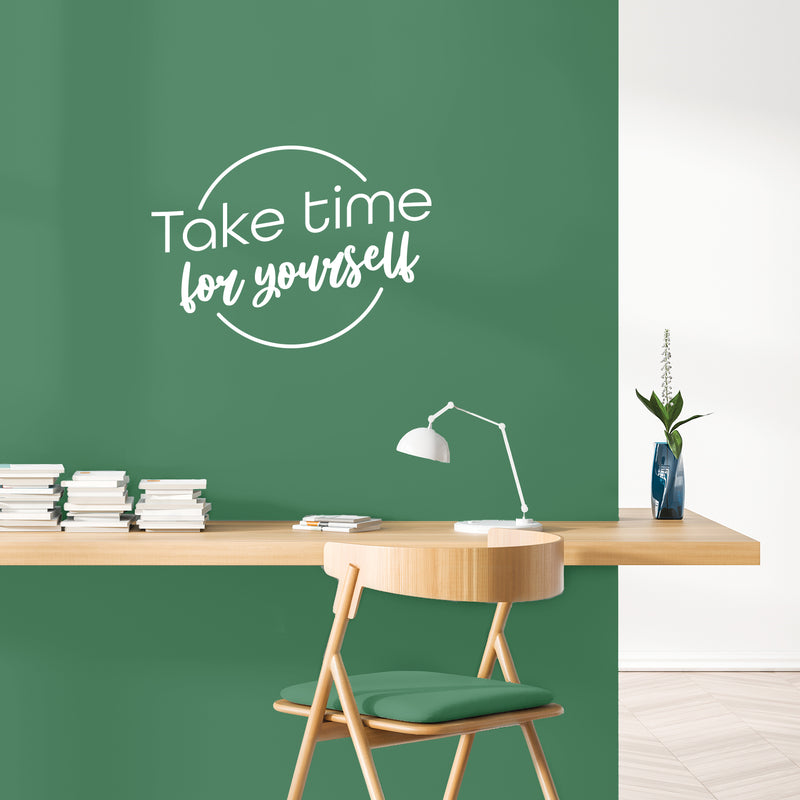 Vinyl Wall Art Decal - Take Time For Yourself - 16.5" x 23" - Modern Motivational Positive Self Care Quote Sticker For Bedroom Mirror Closet Home Office Decor 3