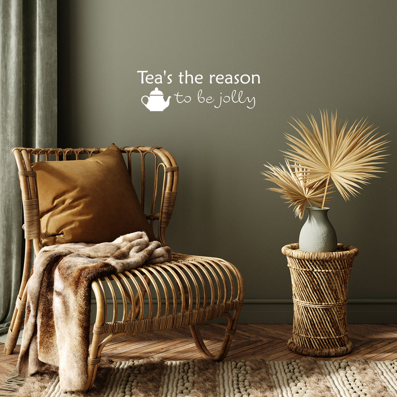 Vinyl Wall Art Decal - Tea's The Reason To Be Jolly - 8.5" x 25" - Trendy Lovely Funny Quote Sticker For Kitchen Dining Room Restaurant Storefront Office Kitchenette Coffee Shop Decor 3