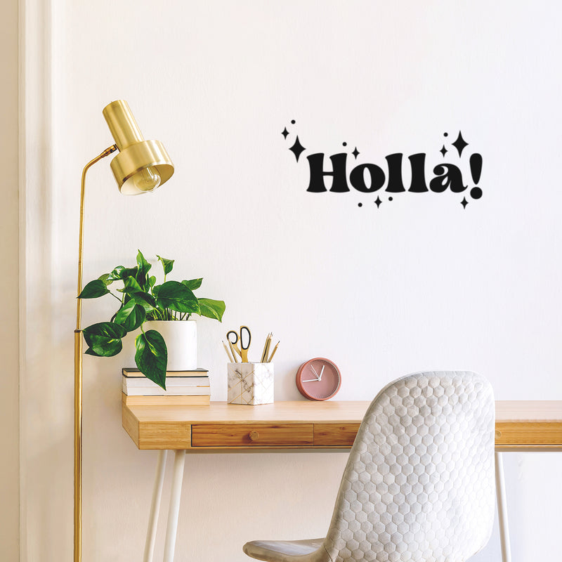 Vinyl Wall Art Decal - Holla / Hola - 9" x 20" -Trendy Inspirational Fun Design Spanish Quote Sticker For Home Living Room Doors Windows School Office Storefront Coffee Shop Decor 3