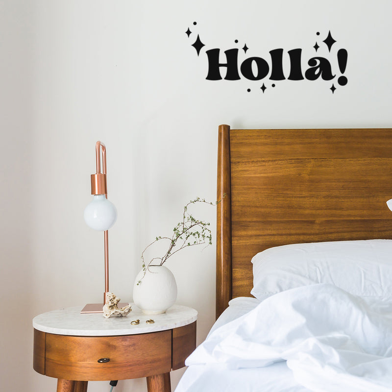 Vinyl Wall Art Decal - Holla / Hola - Trendy Inspirational Fun Design Spanish Quote Sticker For Home Living Room Doors Windows School Office Storefront Coffee Shop Decor 2