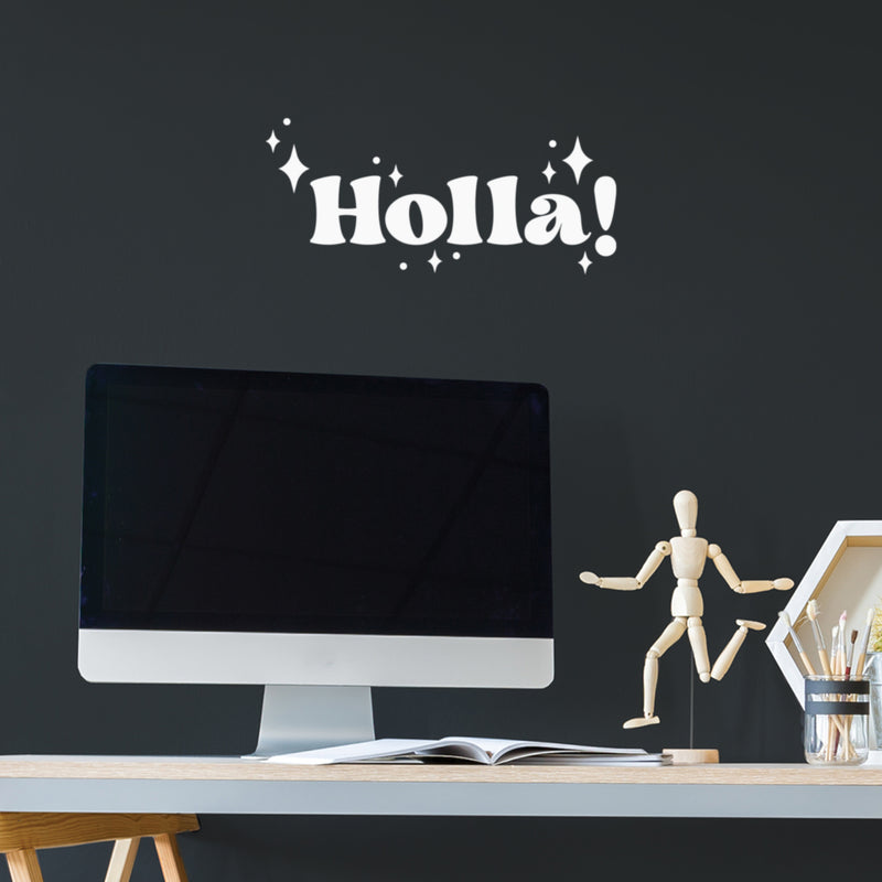 Vinyl Wall Art Decal - Holla / Hola - 9" x 20" -Trendy Inspirational Fun Design Spanish Quote Sticker For Home Living Room Doors Windows School Office Storefront Coffee Shop Decor 2