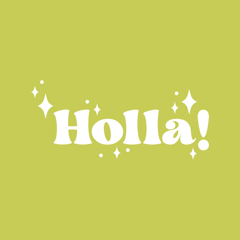 Vinyl Wall Art Decal - Holla / Hola - 9" x 20" -Trendy Inspirational Fun Design Spanish Quote Sticker For Home Living Room Doors Windows School Office Storefront Coffee Shop Decor 1